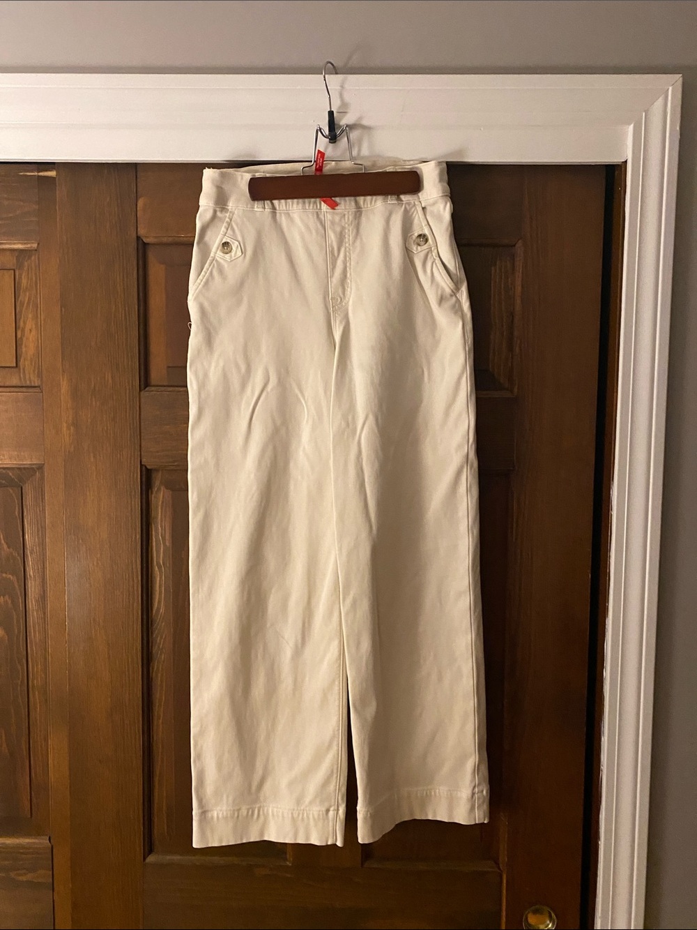 Spanx twill crop wide leg pant cream small